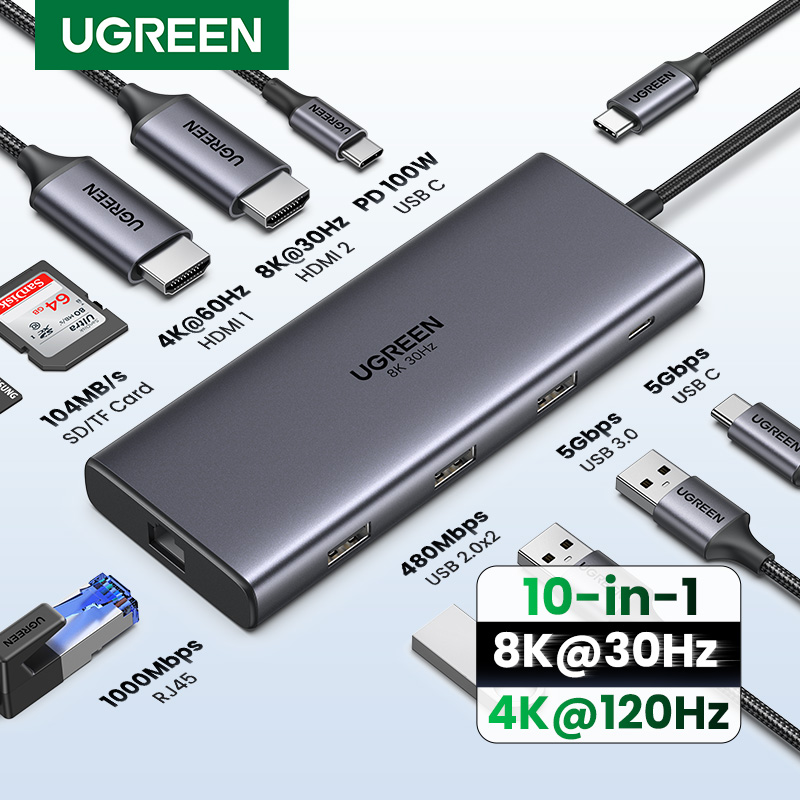 Usb C Dock With 100W Pd - UGREEN Dual HDMI USB-C HUB 8K