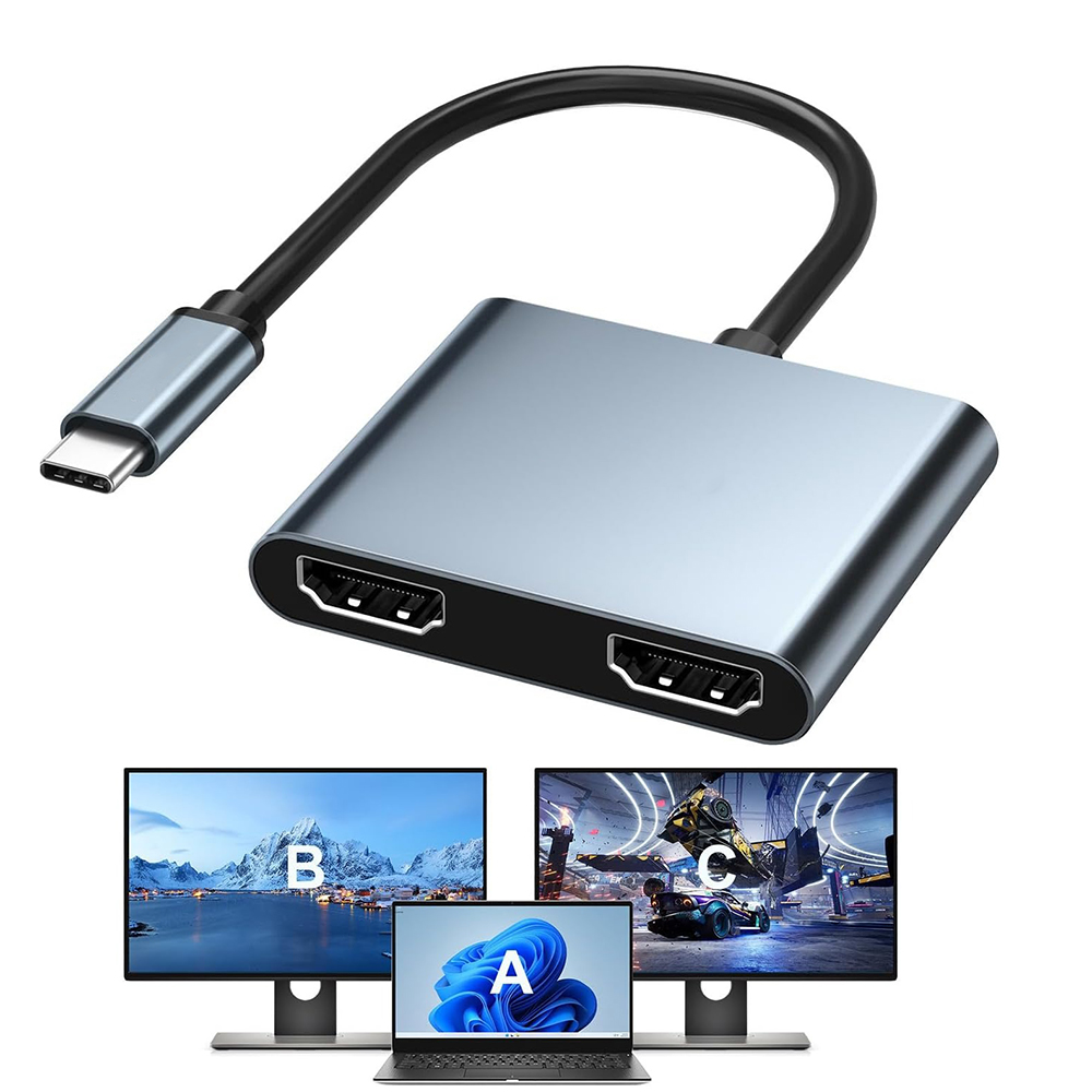 Usb C Dock Dual Hdmi 4K - Adaptador de pantalla USB C a