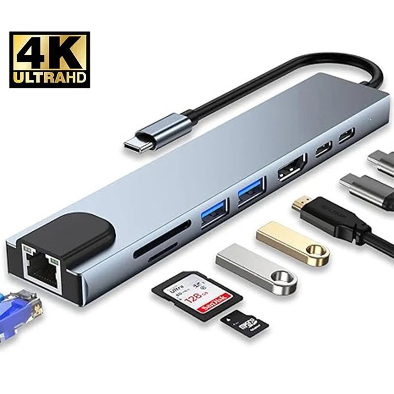 Usb C Hub Sd Card Reader 4K Hdmi - 8 en 1 USB C Hub