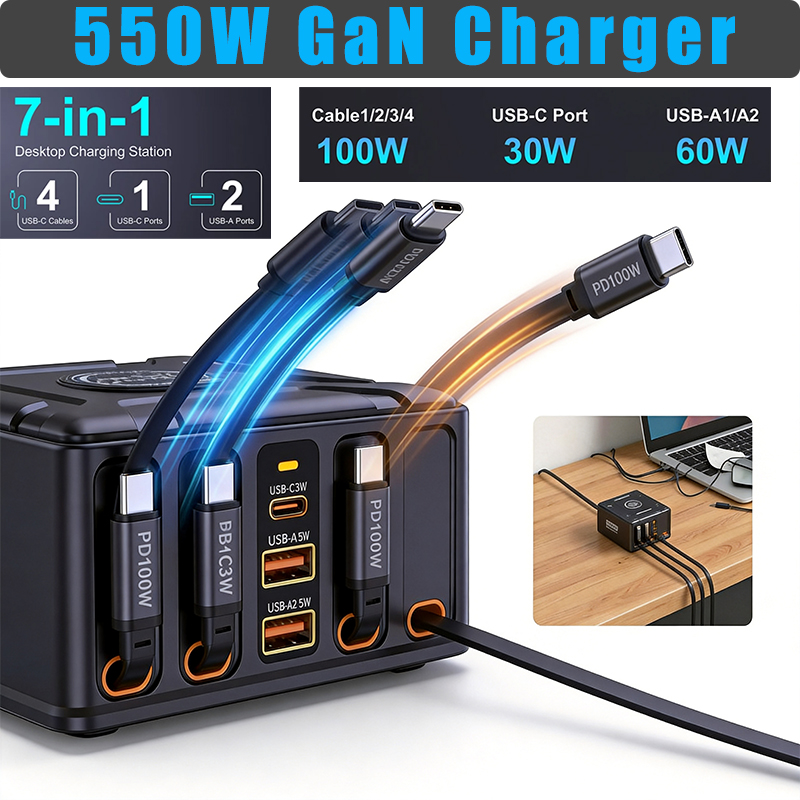 Docking Station For Macbook Pro - Cargador Rápido GaN de 550W, Estación