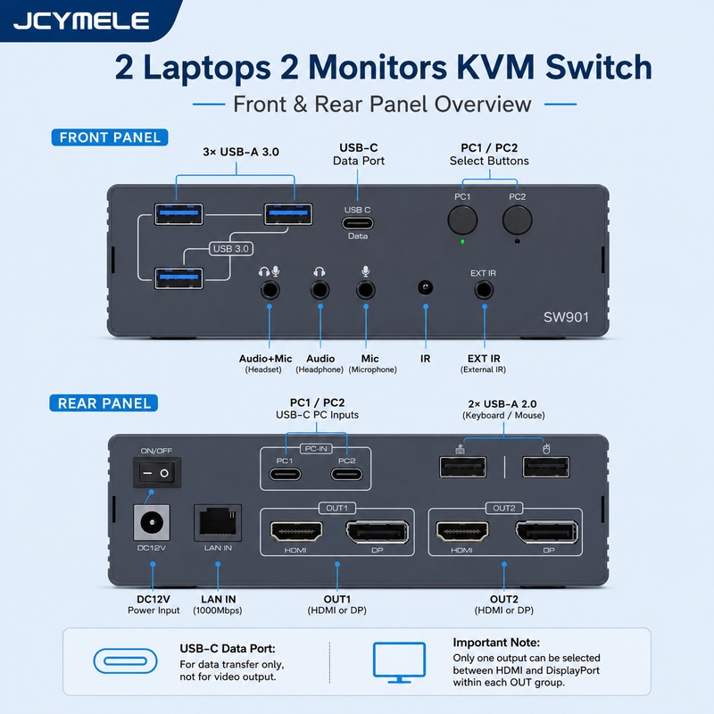 Docking Station Dual Monitor Dp Hdmi - Base de Conexión KVM para Dos
