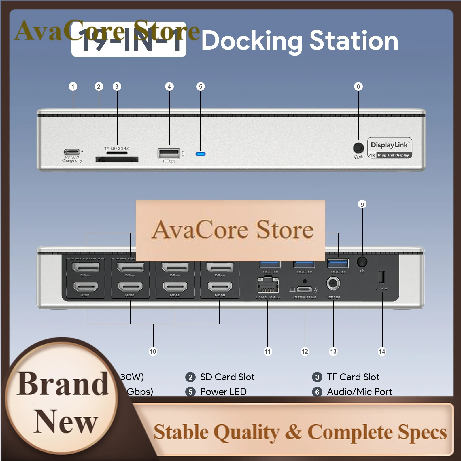 Docking Station Displaylink Dual 4K - Base de Conexión USB C DisplayLink
