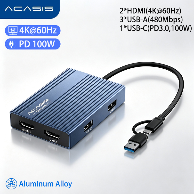 Docking Station Displaylink Dual 4K - Estación de Acoplamiento USB-C ACASIS DisplayLink