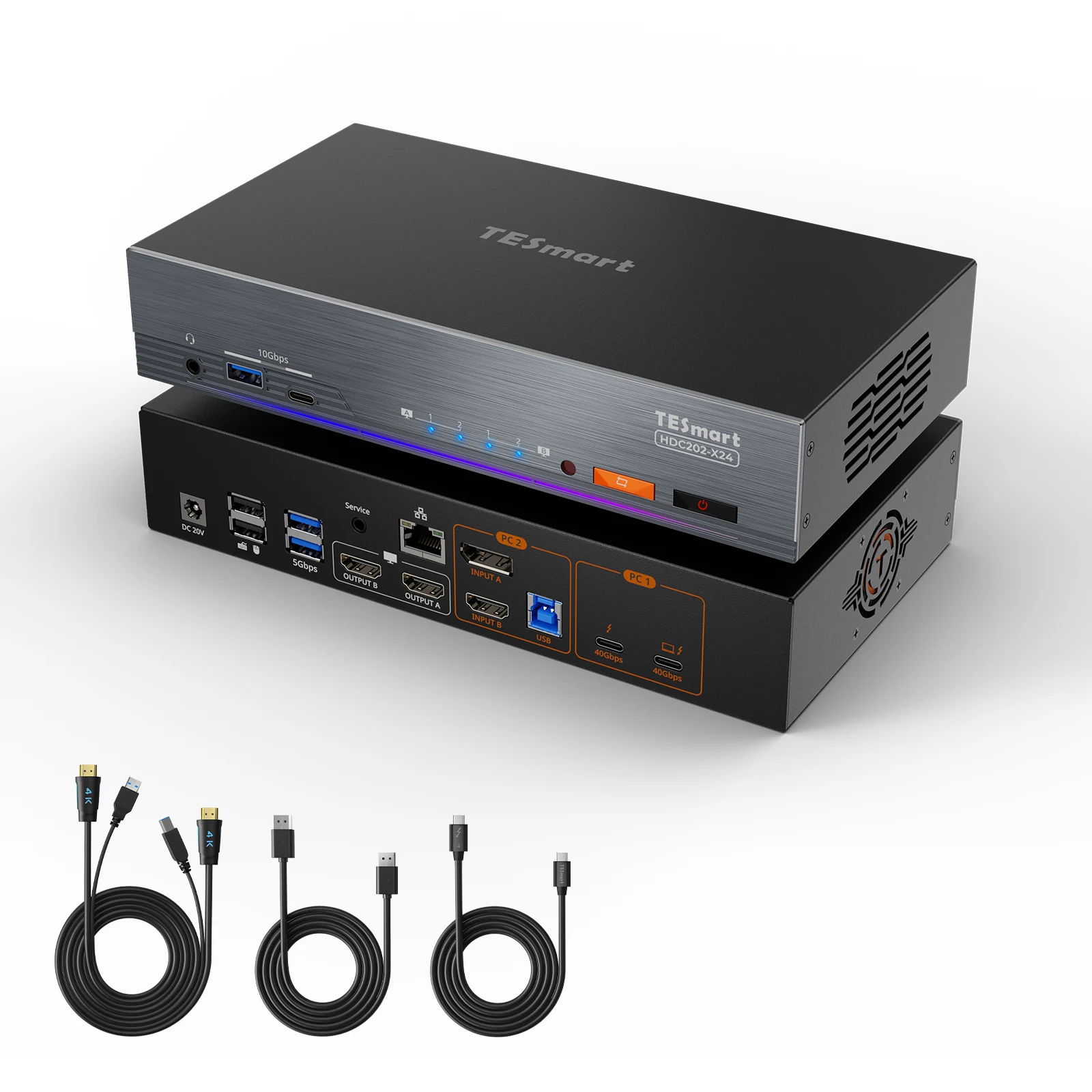 Docking Station Dual Monitor Dp Hdmi - TESmart 2x2 híbrido Thunderbolt 4 KVM