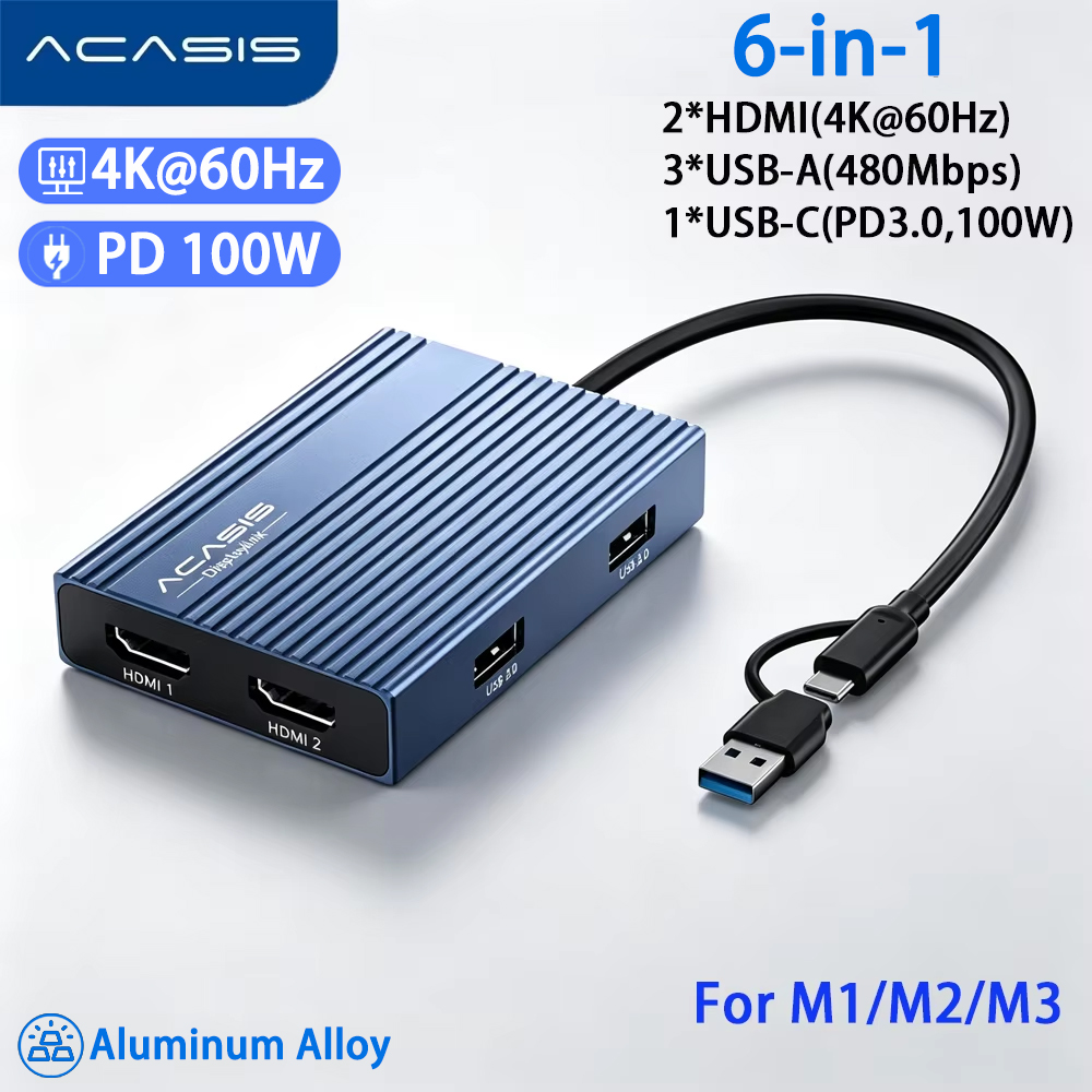 Docking Station Displaylink Dual 4K - Acasis Estación de Acoplamiento USB-C 6