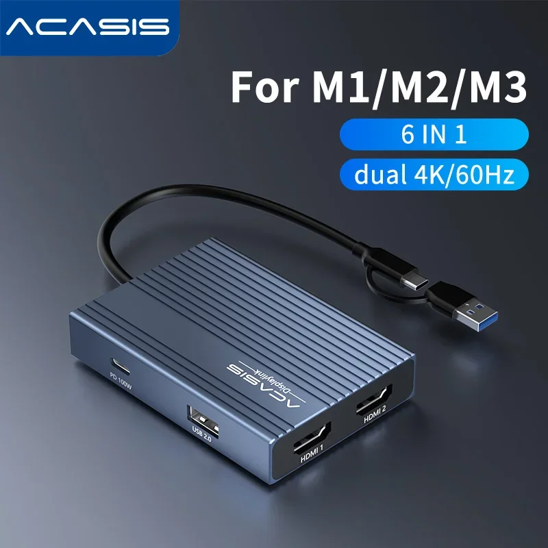 Docking Station Displaylink Dual 4K - Base de Conexión USB-C 6 en