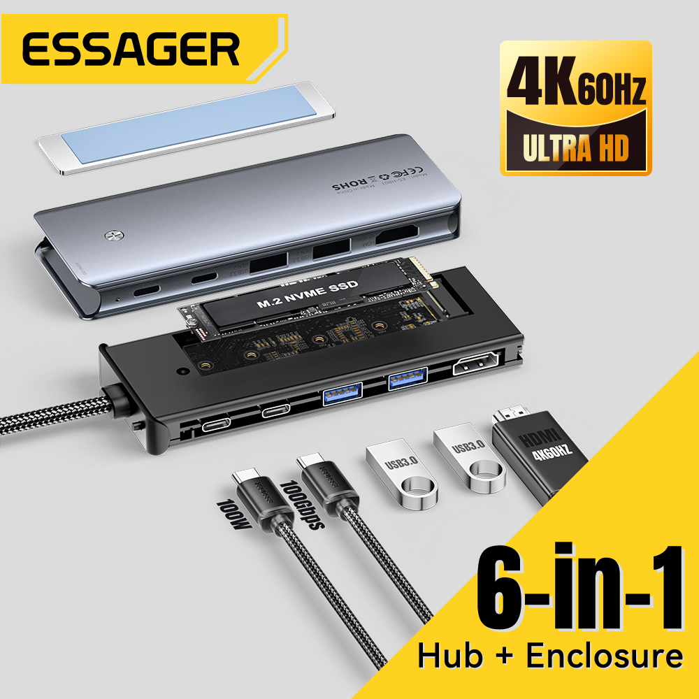 Docking Station For Macbook Pro - Essager USB C Hub con carcasa