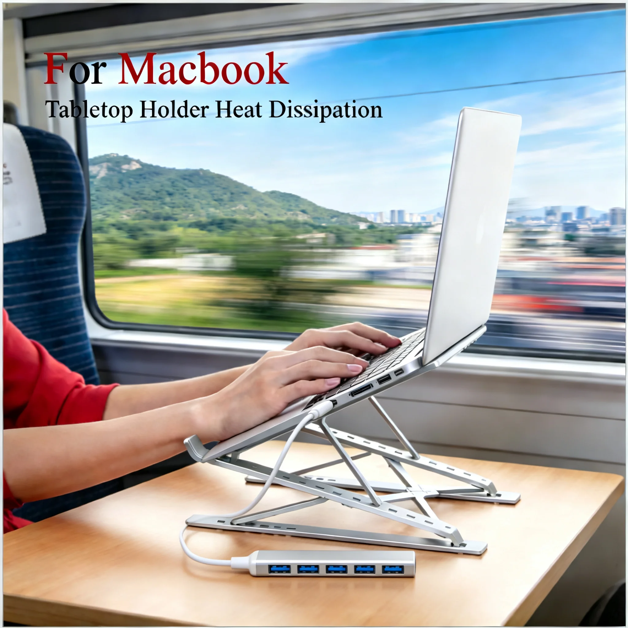 Laptop Stand Dock Aluminum - Soporte para portátil Macbook, plegable, ajustable,