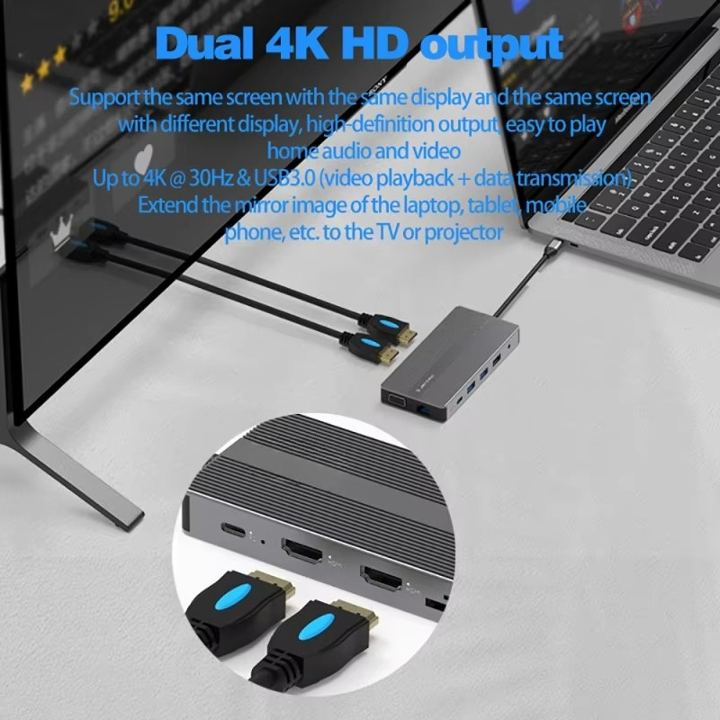 Base de Conexión para Laptop E - Usb C Hub 12 In 1 Triple Display reseña y precio