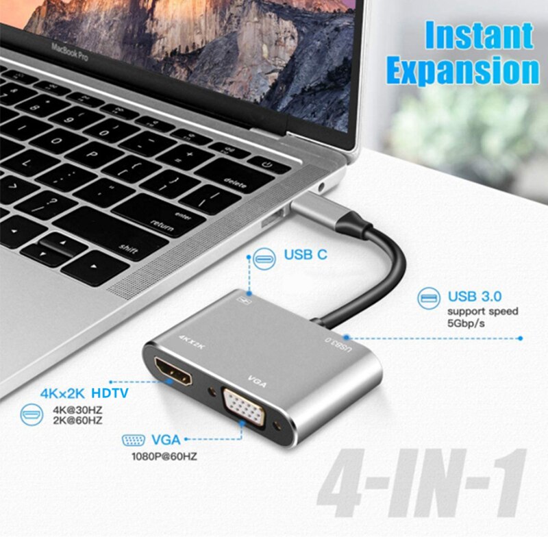 Adaptador Multipuerto USB C 4  - Docking Station For Macbook Pro reseña y precio