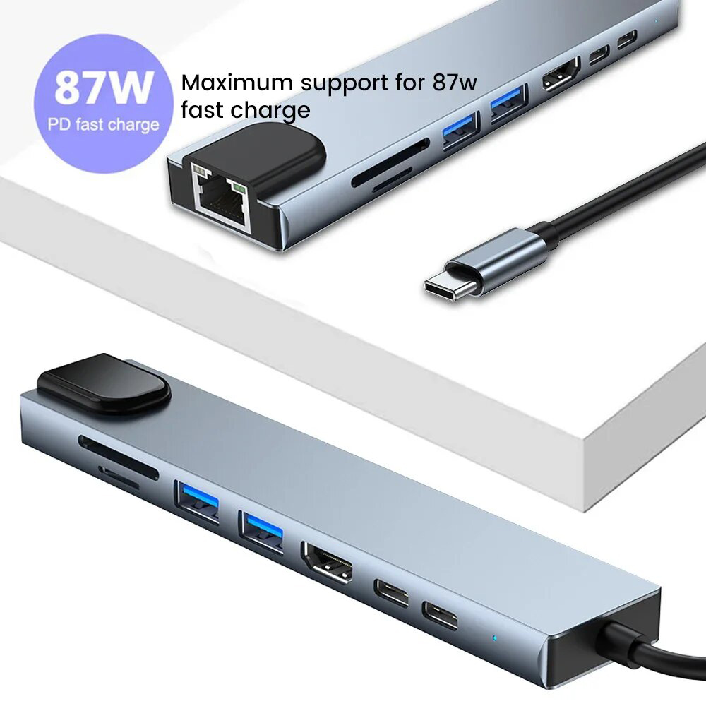 8 en 1 USB C Hub tipo C a mult - Usb C Hub Sd Card Reader 4K Hdmi reseña y precio