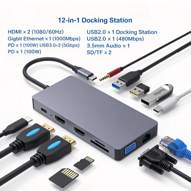 Estación de conexión tipo C, c - Usb C Hub 12 In 1 Triple Display reseña y precio