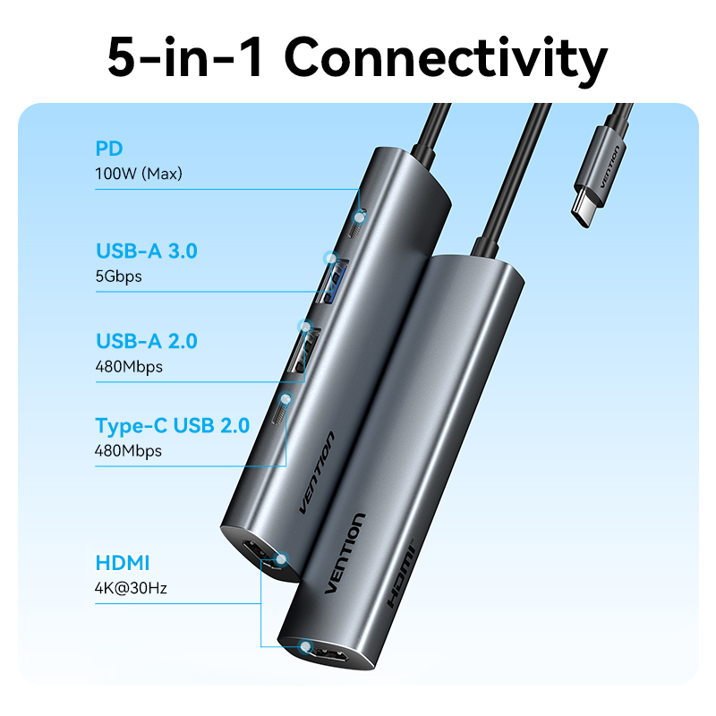 Vention 5 en 1 USB C Hub 4K HD - Docking Station For Macbook Pro reseña y precio
