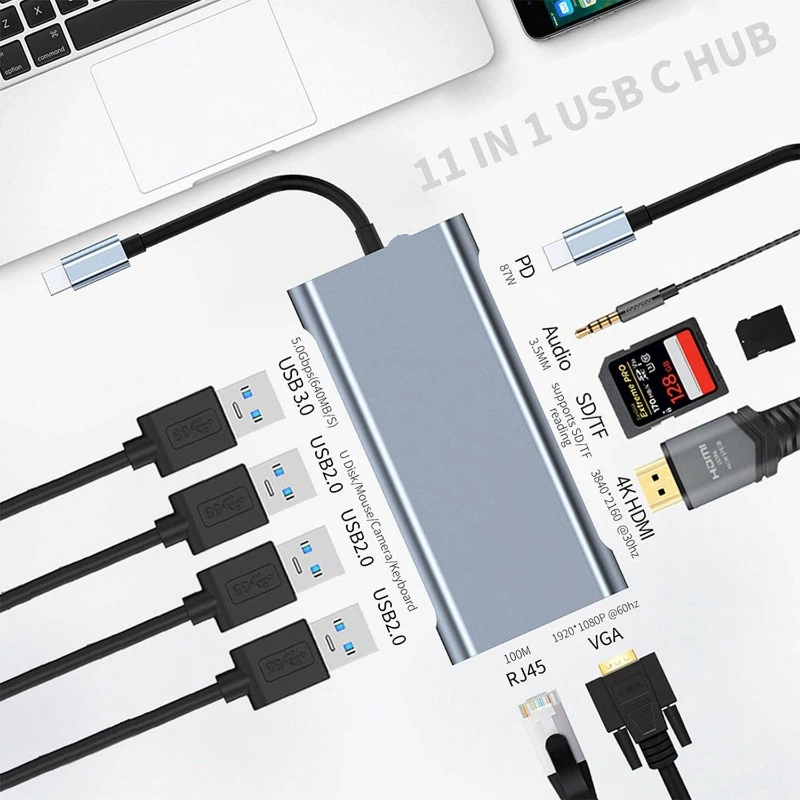 Base de Conexión USB C 11 en 1 - Usb C Hub Sd Card Reader 4K Hdmi reseña y precio