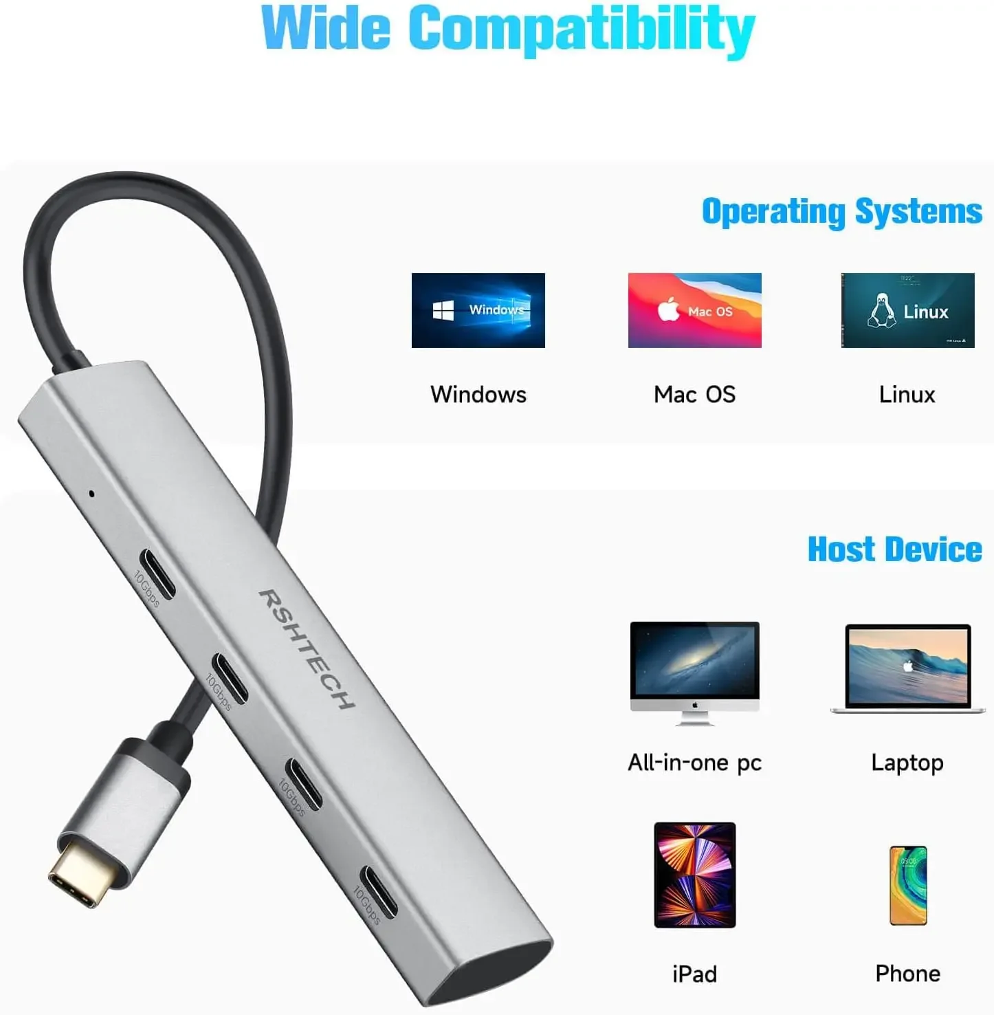 RSHTECH USB C Hub USB 3,2 Hub  - Docking Station Thunderbolt 4 reseña y precio
