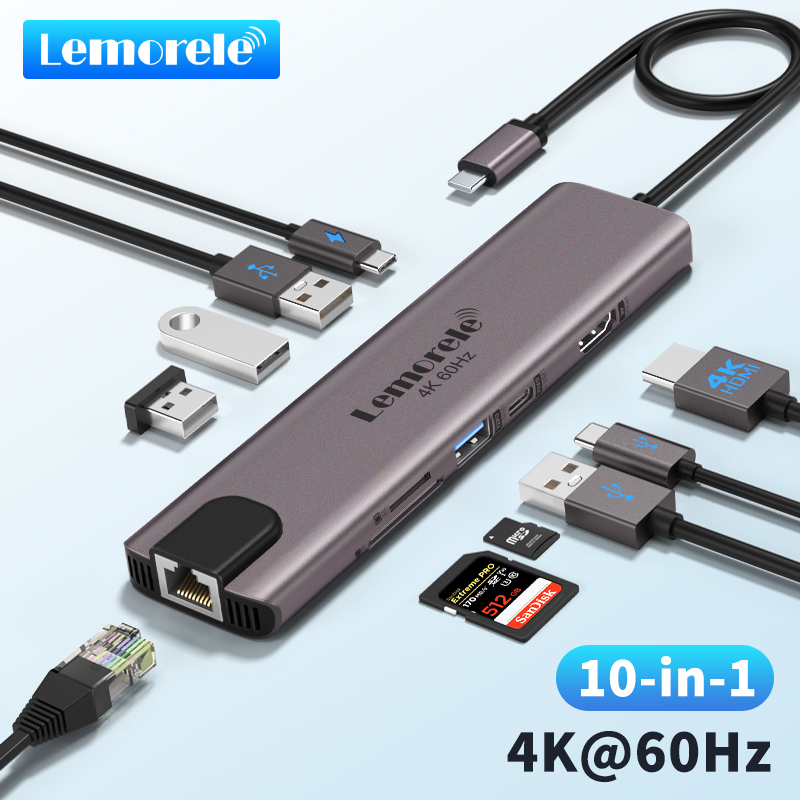Lemorele 10 en 1 USB C HUB est - Usb C Hub Sd Card Reader 4K Hdmi reseña y precio