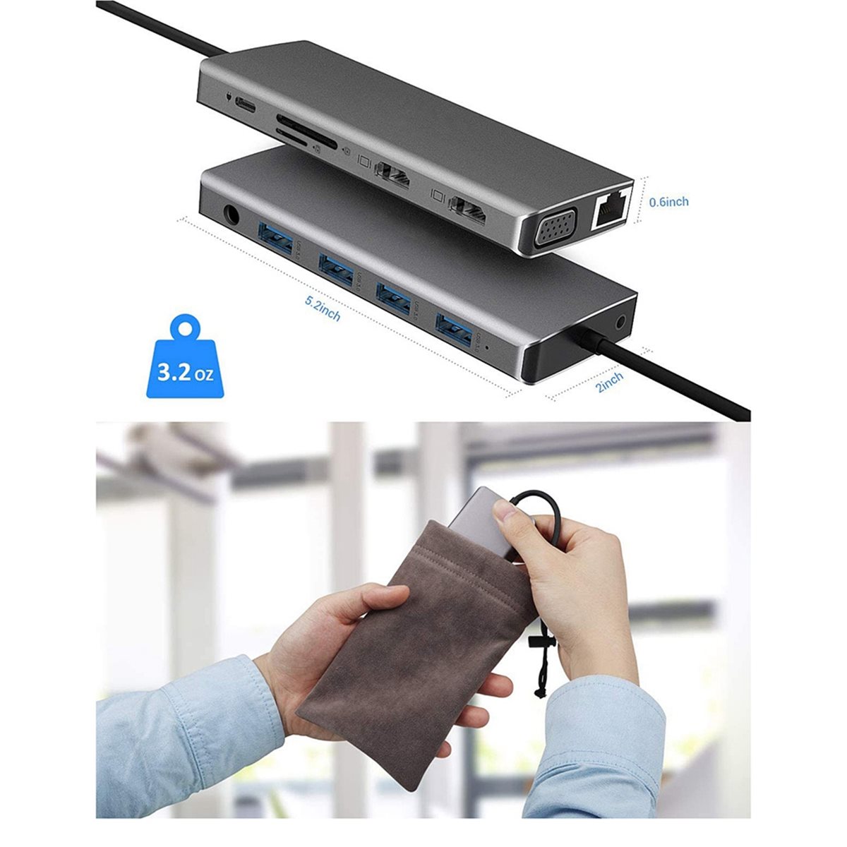 NUEVO HUB USB C 12 en 1, Adapt - Usb C Hub 12 In 1 Triple Display reseña y precio