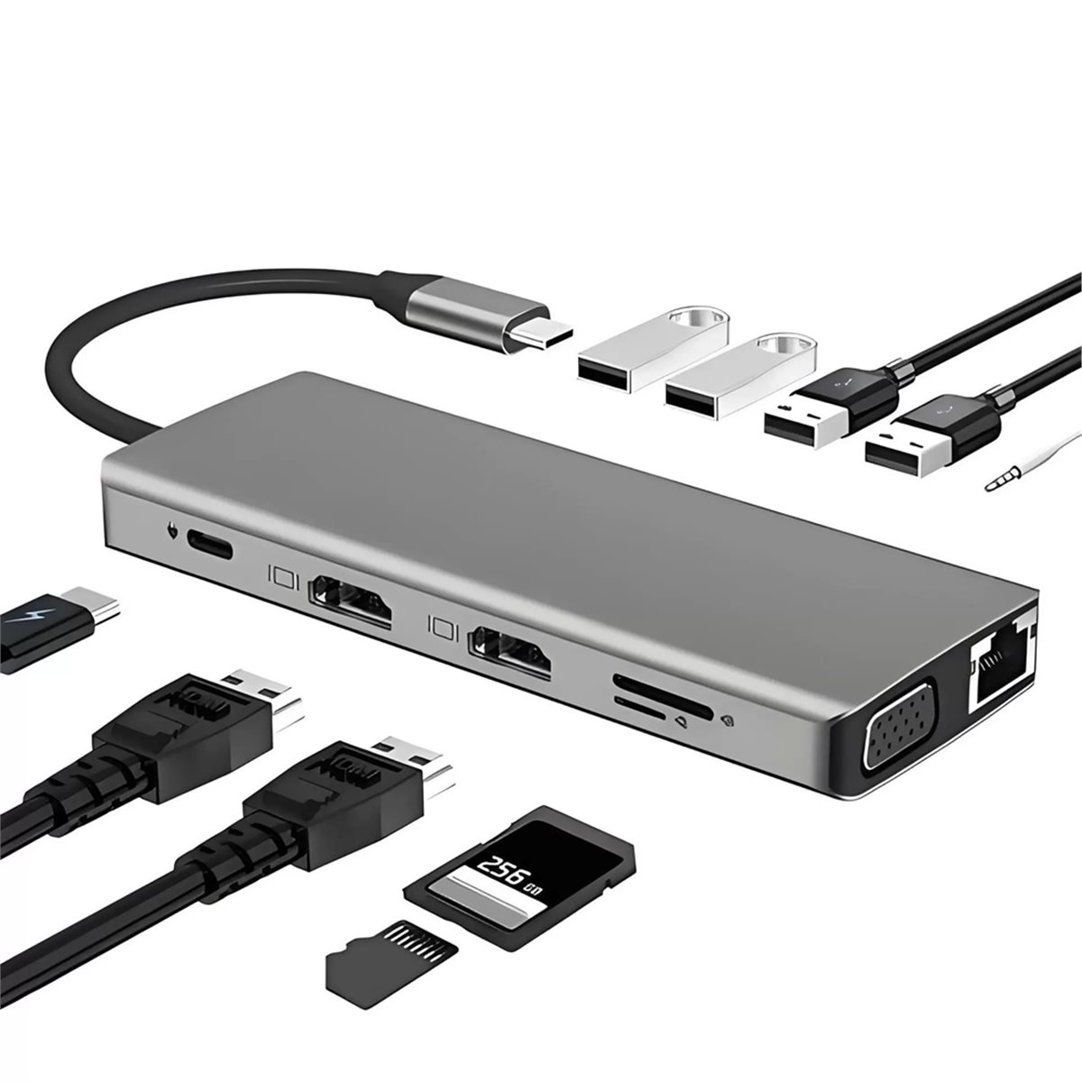 NUEVO HUB USB C 12 en 1, Adapt - Usb C Hub 12 In 1 Triple Display reseña y precio