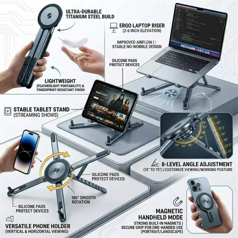 Soporte magnético portátil par - Laptop Stand Dock Aluminum reseña y precio