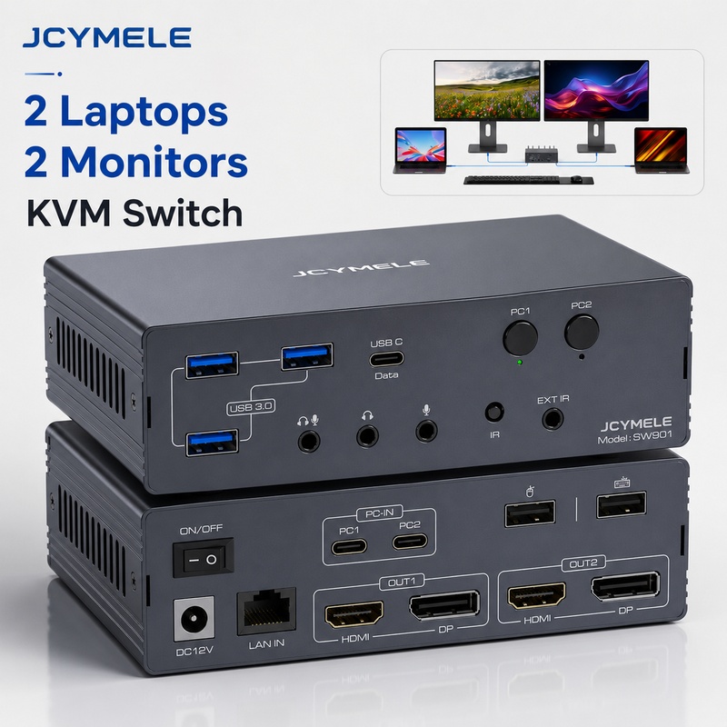 Base de Conexión KVM para Dos  - Docking Station Dual Monitor Dp Hdmi reseña y precio