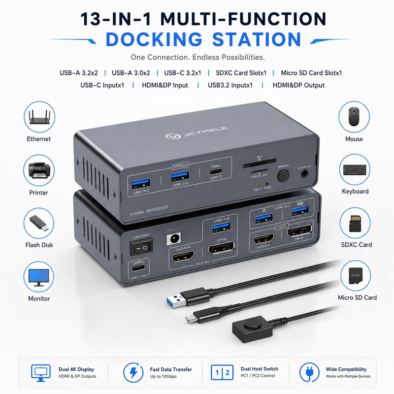 Base de Conexión con Interrupt - Docking Station Dual Monitor Dp Hdmi reseña y precio