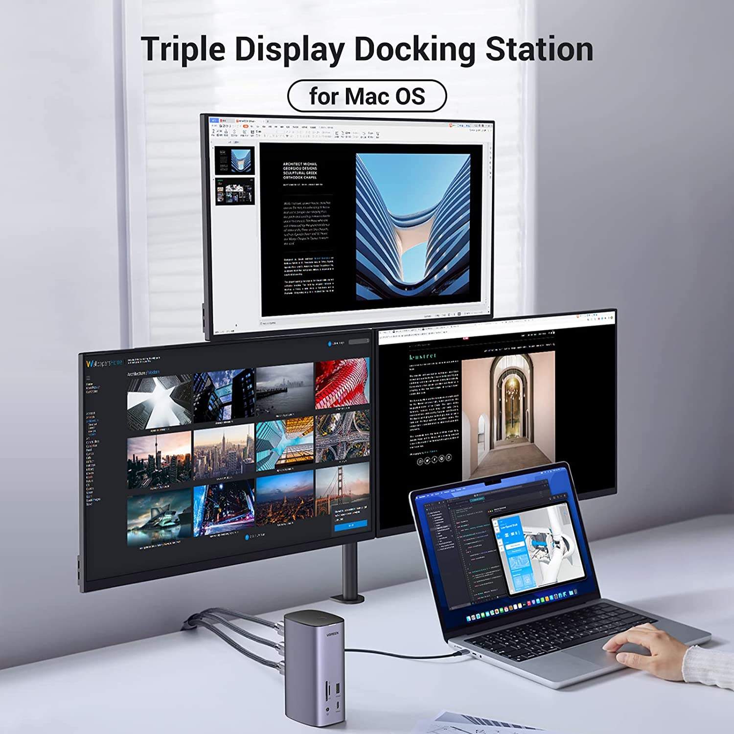 UGREEN CM555 Estación de Conex - Usb C Hub 12 In 1 Triple Display reseña y precio