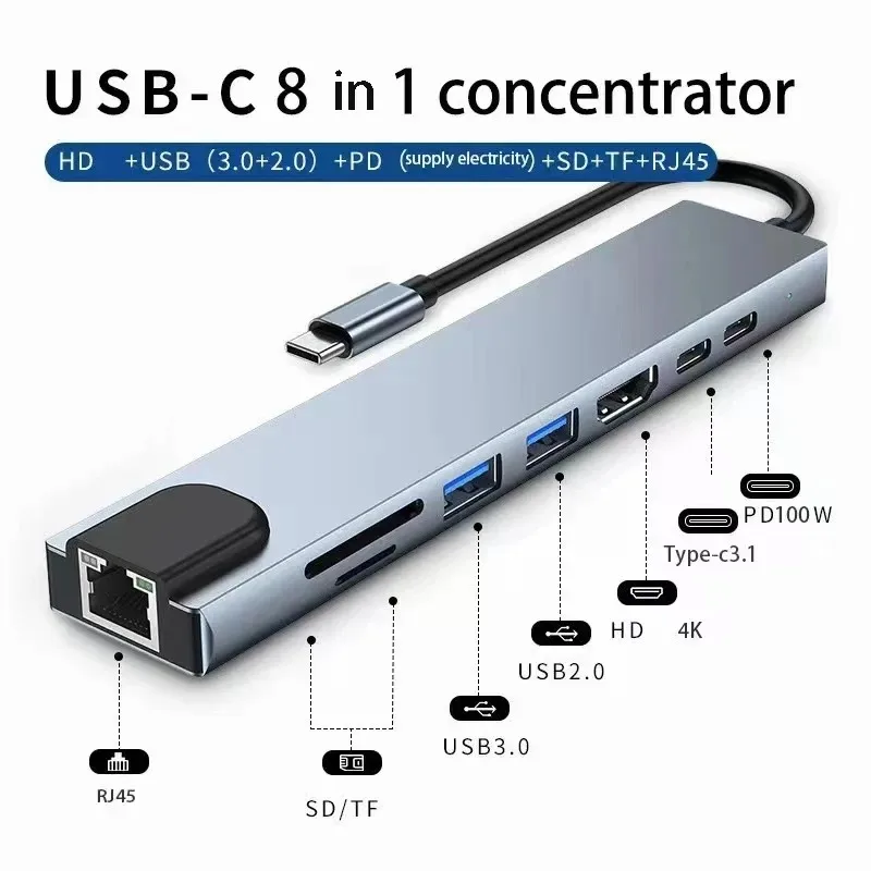 Hub USB C 8 en 1, 7 en 2, 7 en - Usb C Hub Sd Card Reader 4K Hdmi reseña y precio