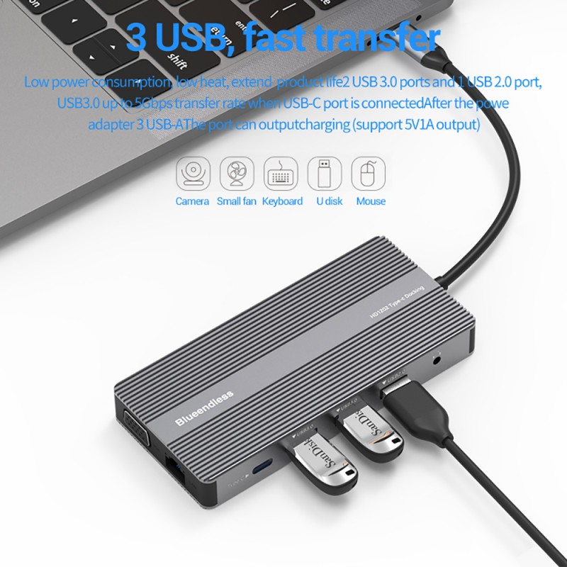 Estación de Acoplamiento para  - Usb C Hub 12 In 1 Triple Display reseña y precio