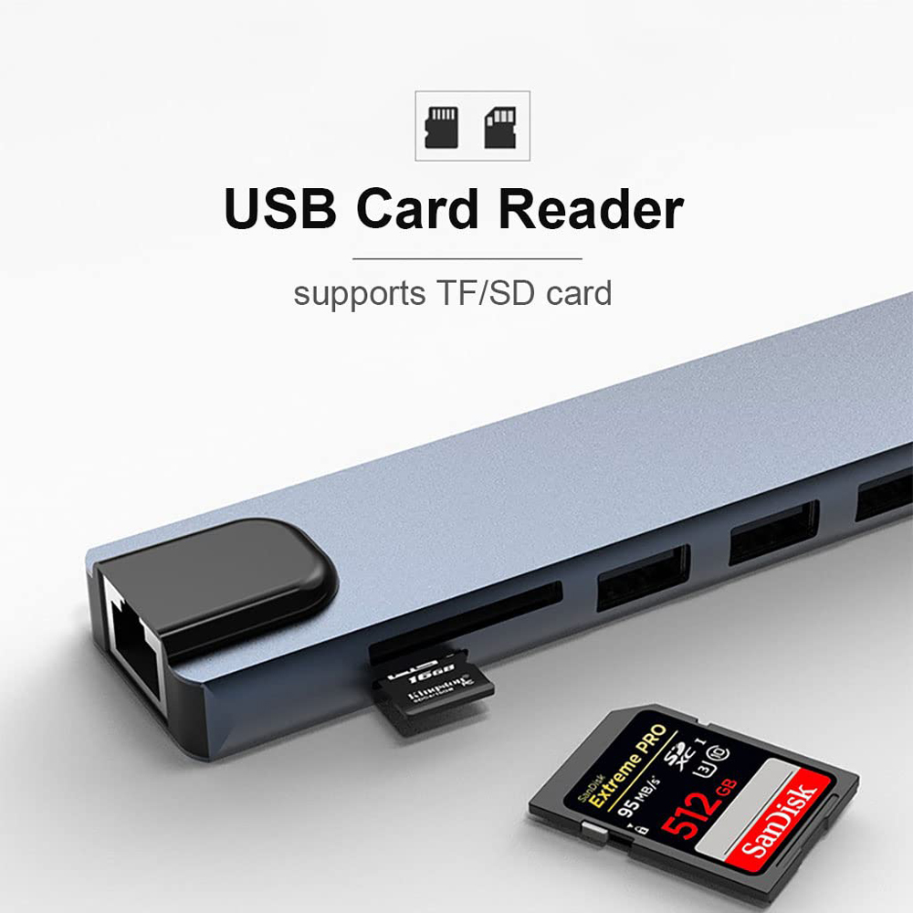 Hub USB C 8 en 1, HDMI 4K@30Hz - Usb C Hub Sd Card Reader 4K Hdmi reseña y precio