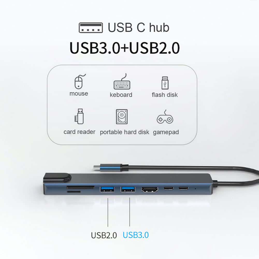 Hub USB C 8 en 1, HDMI 4K@30Hz - Usb C Hub Sd Card Reader 4K Hdmi reseña y precio