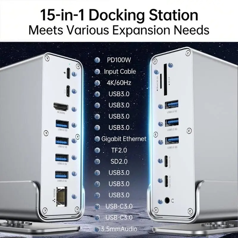 Hub USB C 15 en 1, Estación de - Usb C Hub Sd Card Reader 4K Hdmi reseña y precio