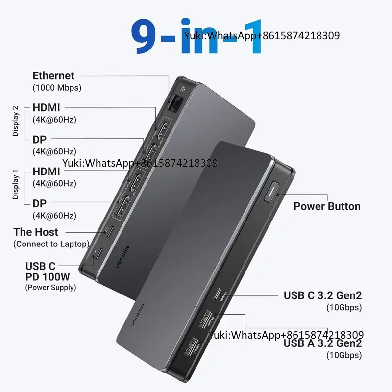 Estación de Conexión USB C 9 e - Docking Station Displaylink Dual 4K reseña y precio