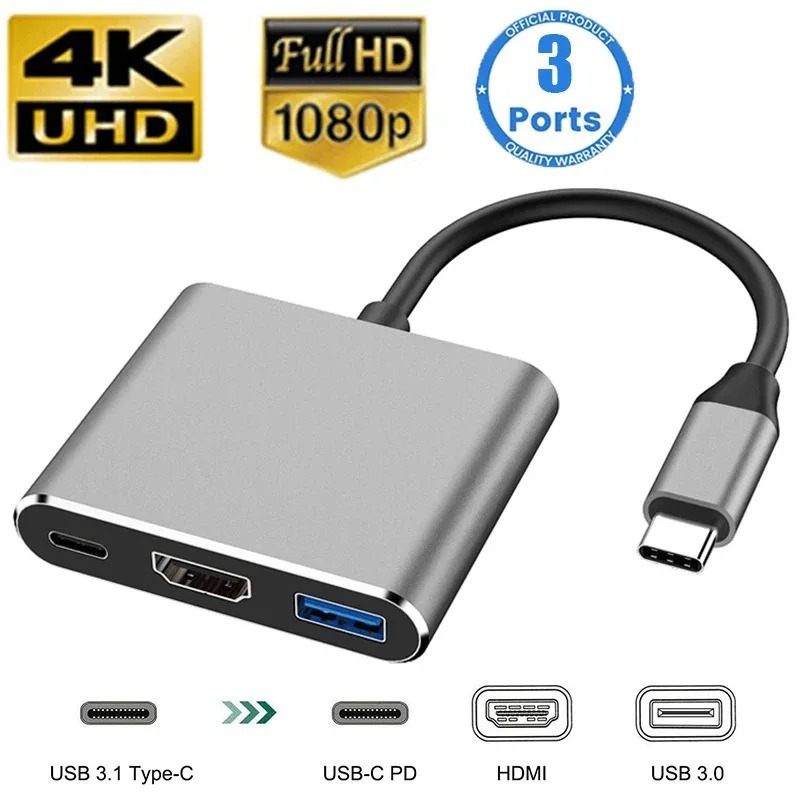 USB C HUB 3 en 1 tipo C 3,0 a  - Usb C Dock Dual Hdmi 4K reseña y precio