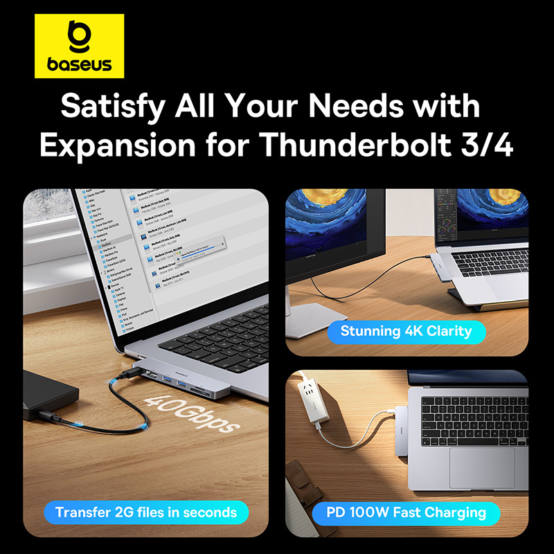 Baseus-Hub de USB-C Dual a Com - Docking Station Thunderbolt 4 reseña y precio
