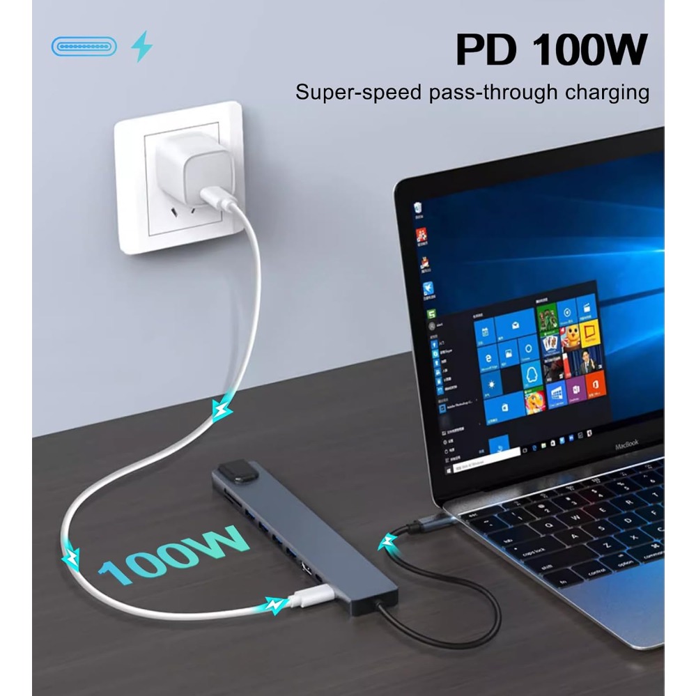 Hub USB C 8 en 1/2, 7 en 1/2,  - Usb C Hub Sd Card Reader 4K Hdmi reseña y precio