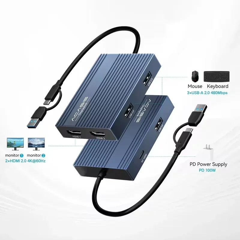 Base de Conexión USB-C 6 en 1  - Docking Station Displaylink Dual 4K reseña y precio