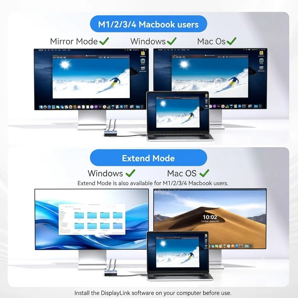 Base de Conexión USB-C 6 en 1  - Docking Station Displaylink Dual 4K reseña y precio