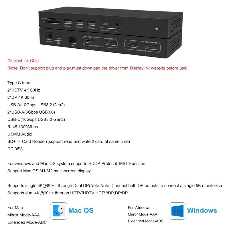 Estación de Expansión Multipan - Docking Station Displaylink Dual 4K reseña y precio