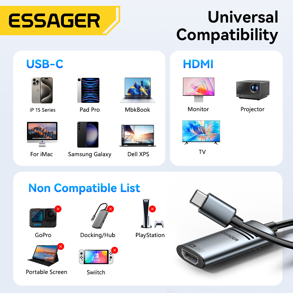 Adaptador Essager HDMI a USB t - Usb C Dock Dual Hdmi 4K reseña y precio