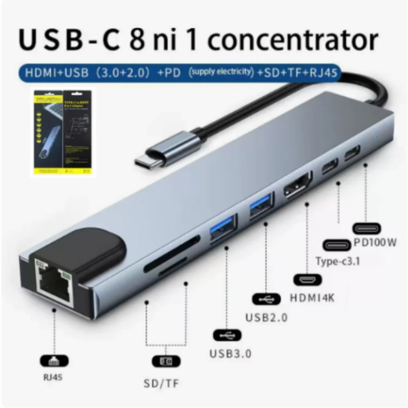 Base de Expansión Tipo-C 8 en  - Usb C Hub Sd Card Reader 4K Hdmi reseña y precio