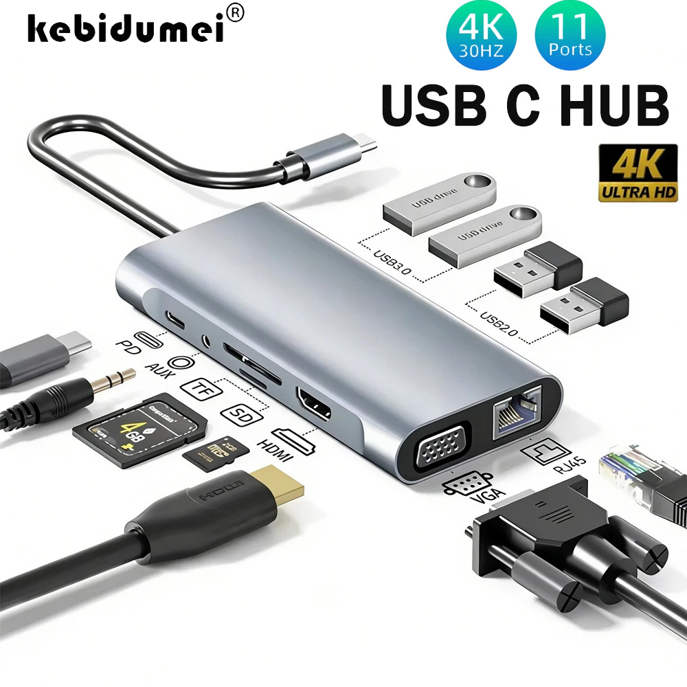 KEBIDUMEI Hub USB C de 11 Puer - Usb C Hub Sd Card Reader 4K Hdmi reseña y precio