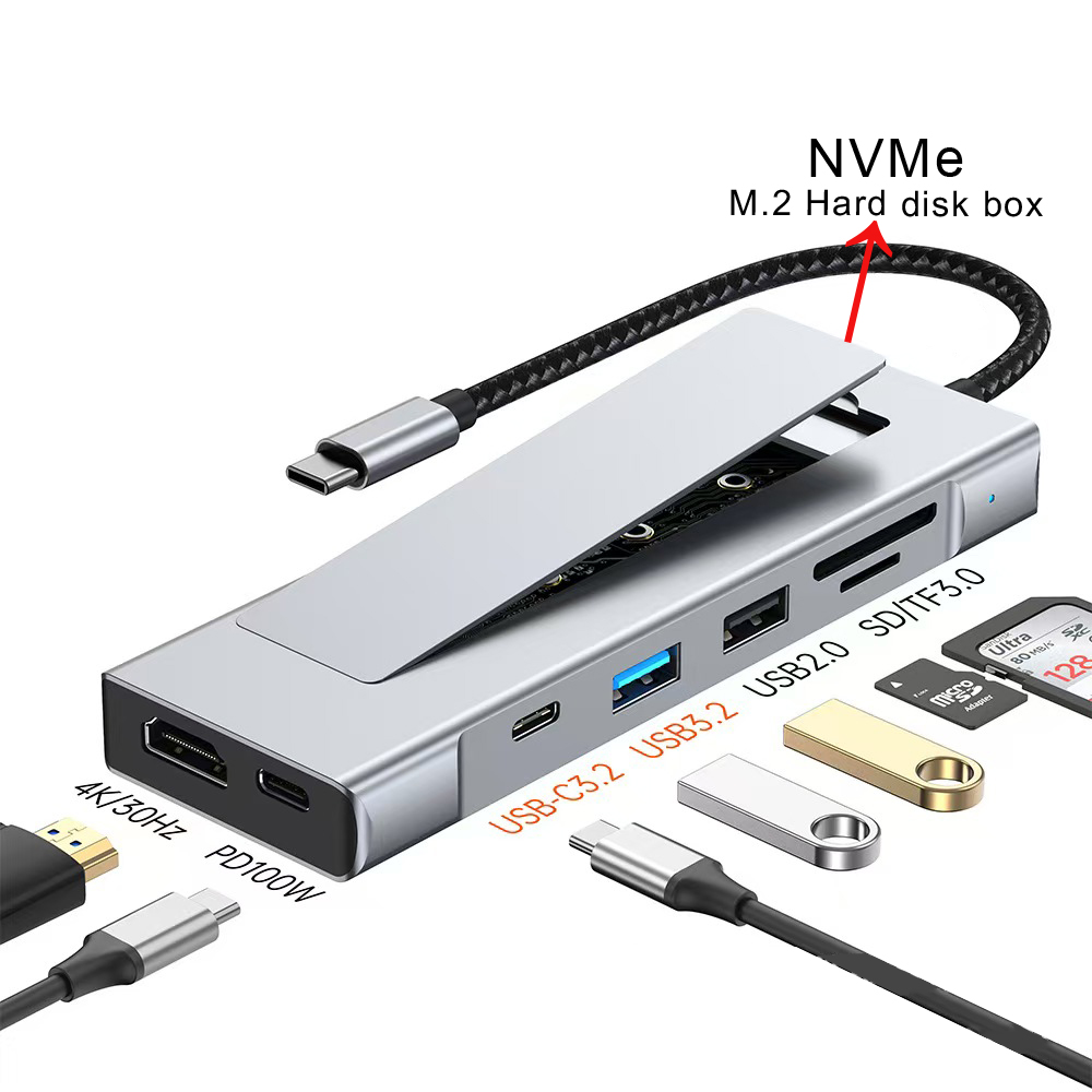 Hub USB C 8 en 1 con carcasa M - Usb C Hub With M.2 Nvme Slot reseña y precio