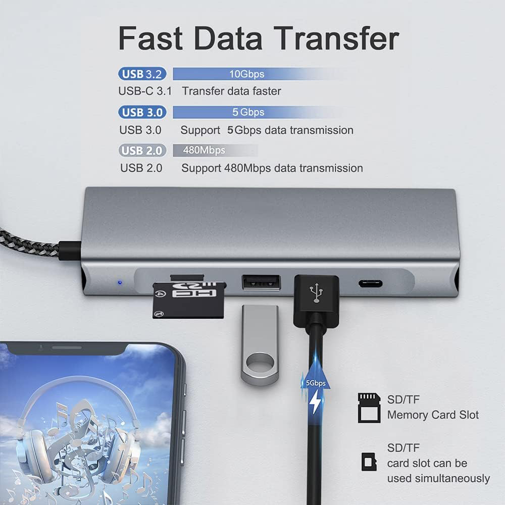 Hub USB C 8 en 1 con carcasa M - Usb C Hub With M.2 Nvme Slot reseña y precio