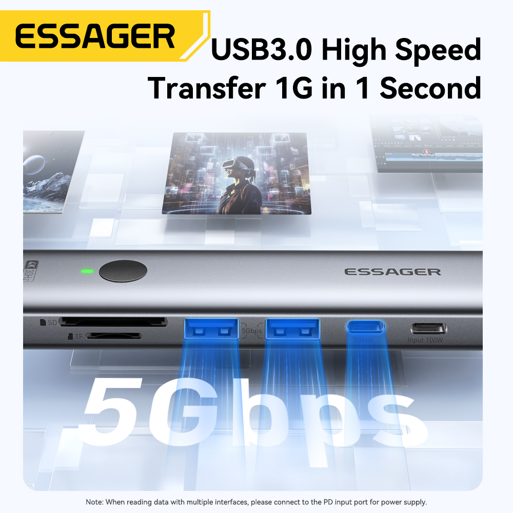Essager USB C HUB 4K 7-en-1 ti - Usb C Dock Dual Hdmi 4K reseña y precio