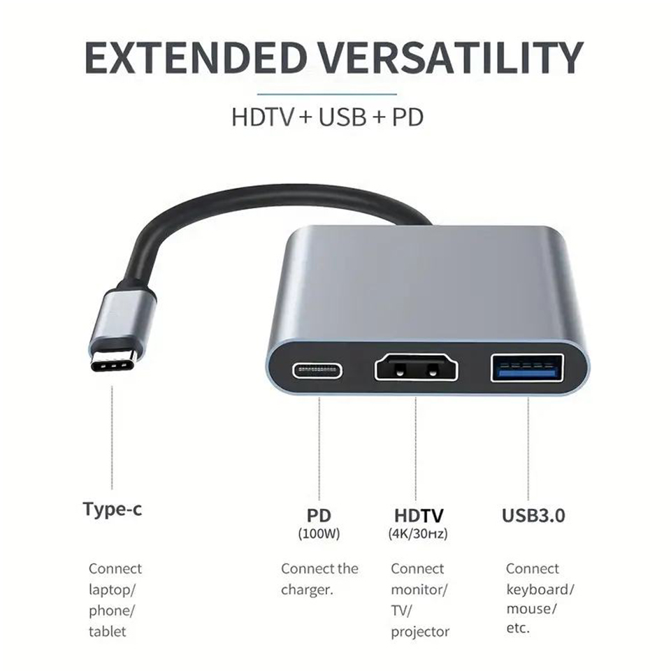 Adaptador de Carga 3 en 1 Tipo - Usb C Dock Dual Hdmi 4K reseña y precio