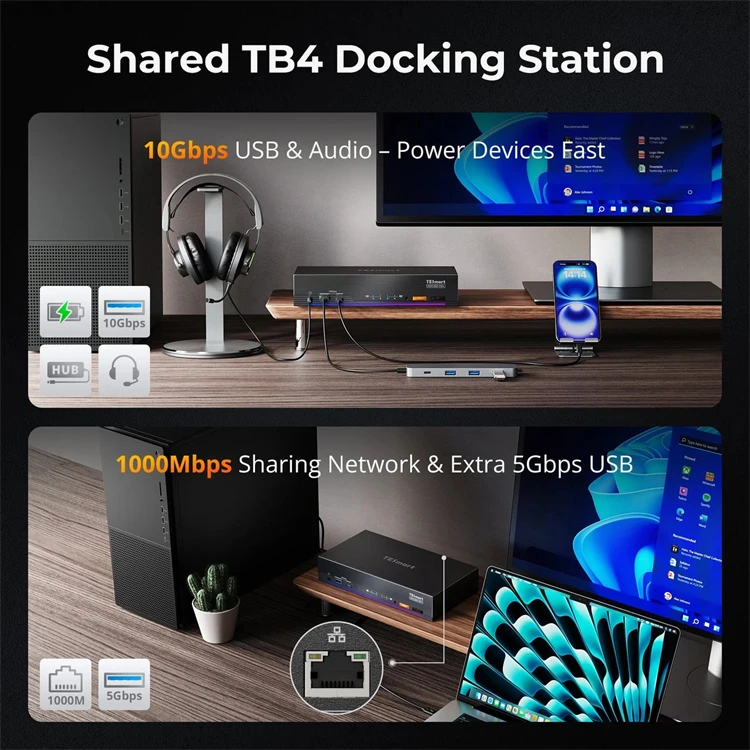 TESmart Conmutador KVM Híbrido - Docking Station Dual Monitor Dp Hdmi reseña y precio